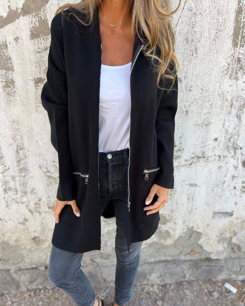 JULIA Long-Sleeve Zip Cardigan