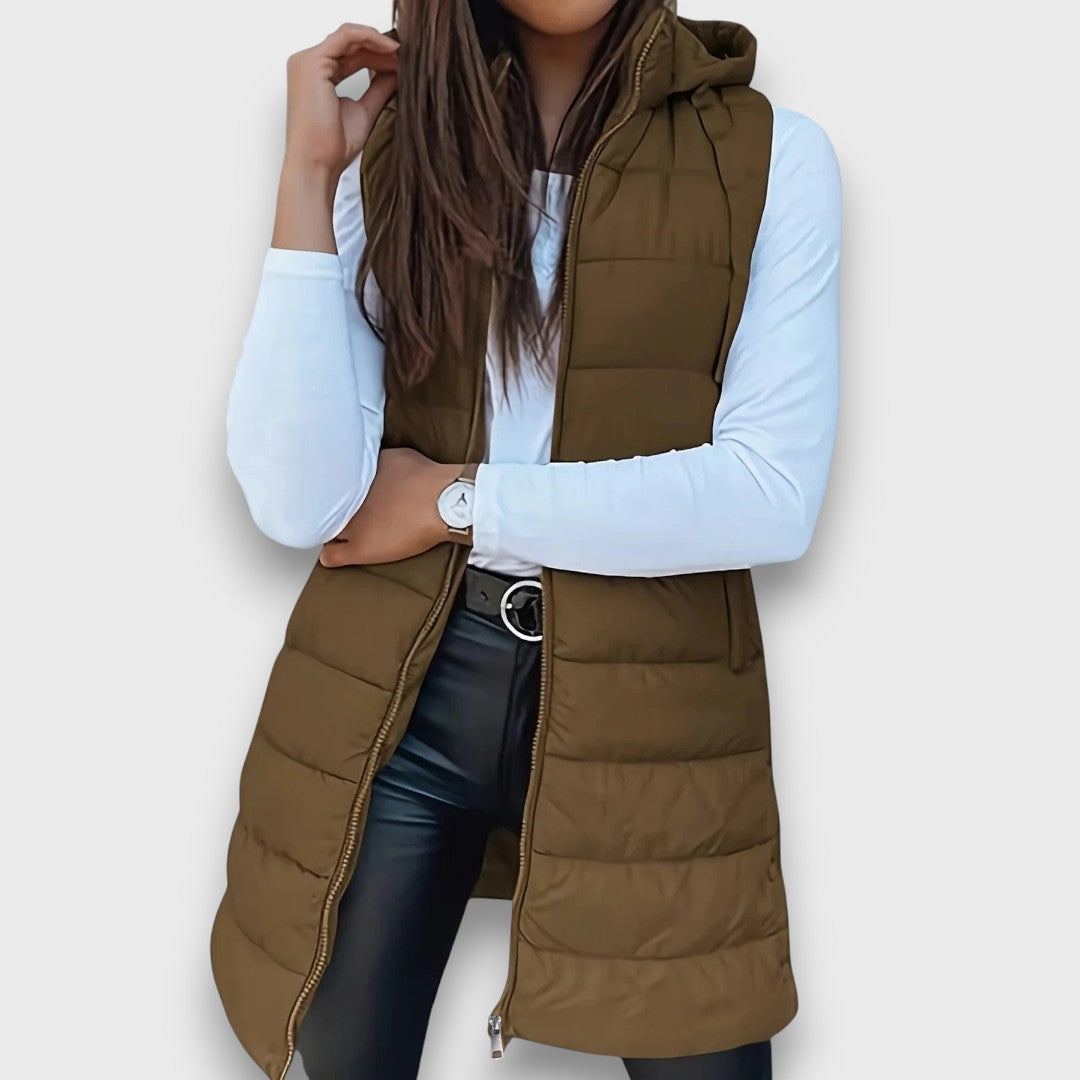 Kaira Casual sleeveless hooded puffer vest