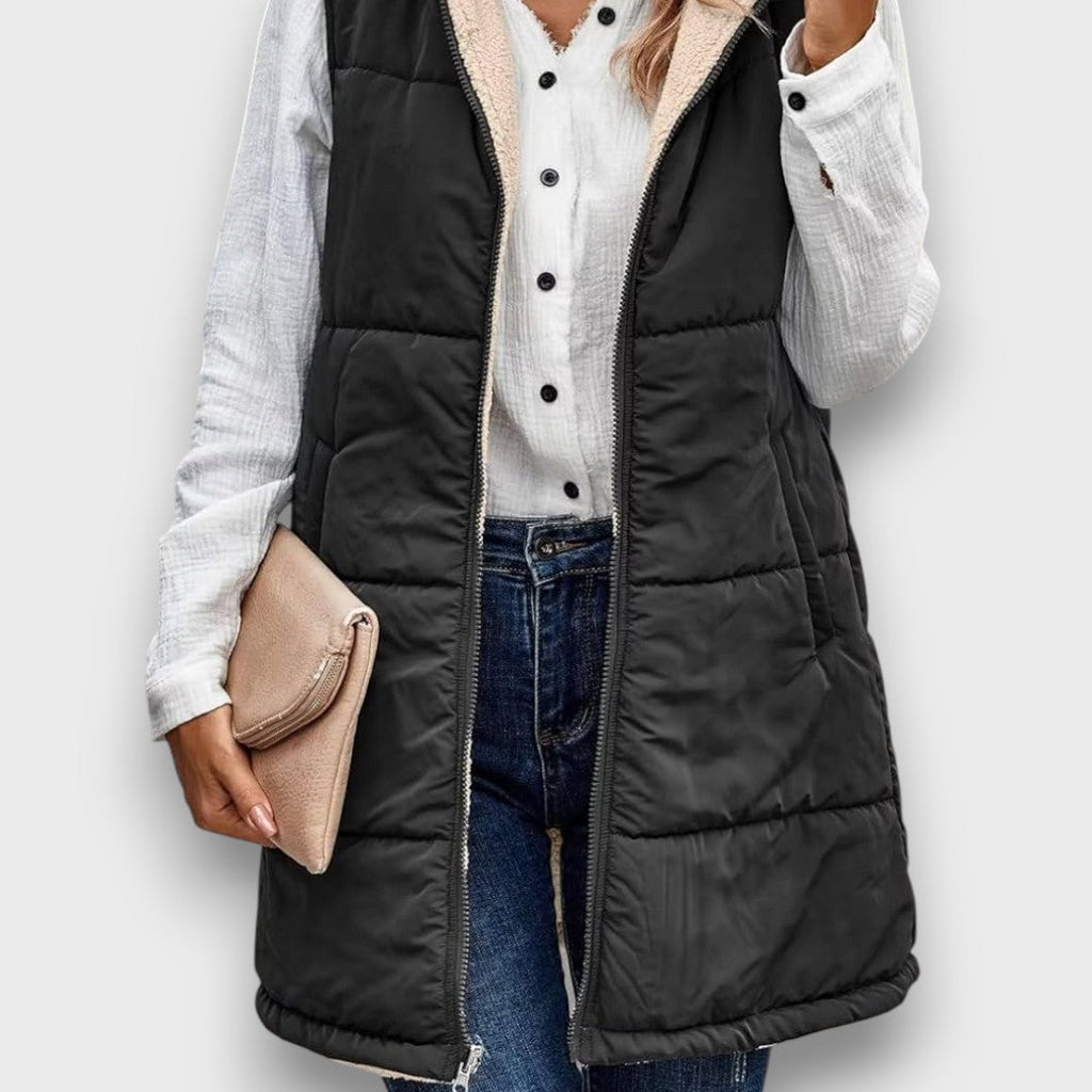 Marla Reversible fleece-lined hooded vest