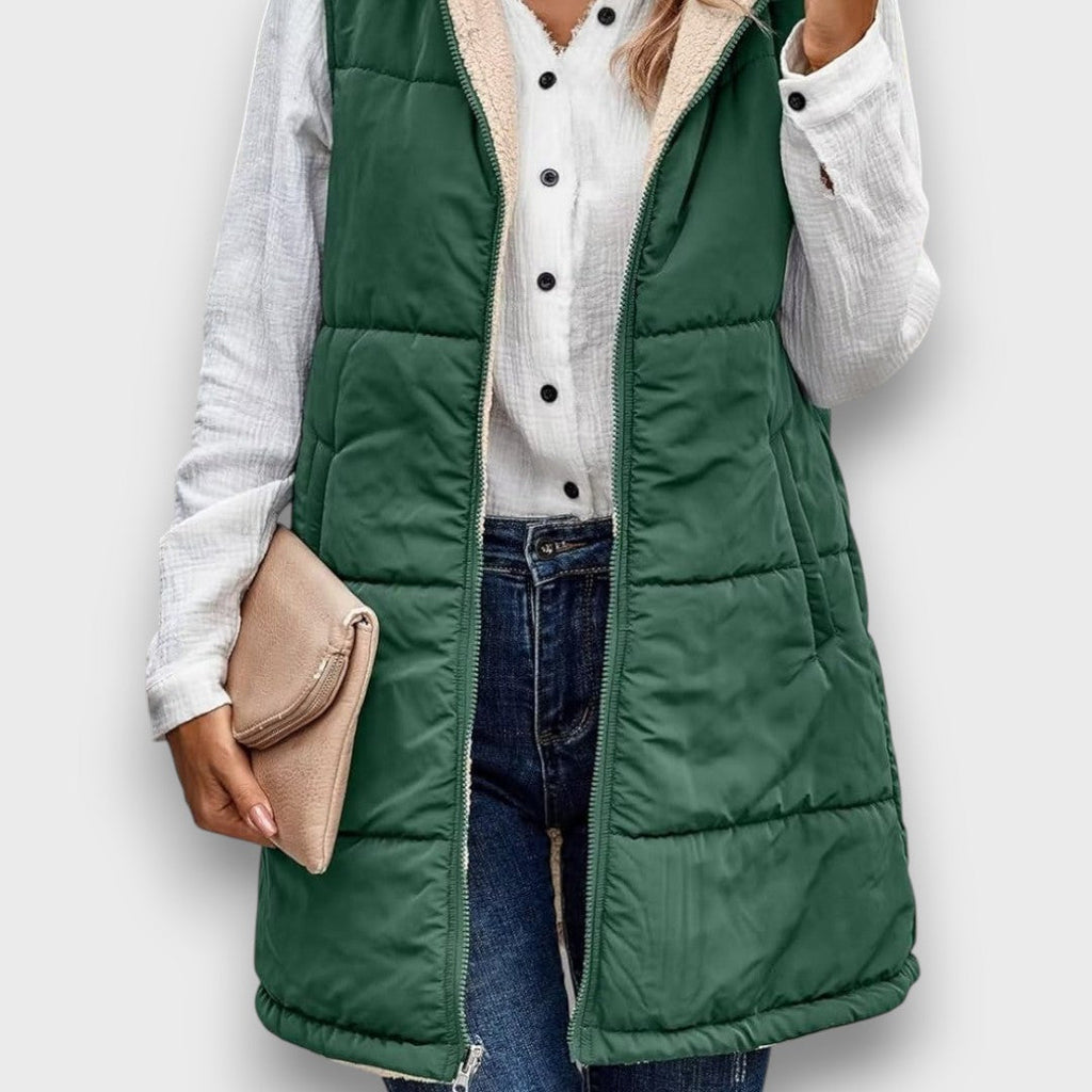 Marla Reversible fleece-lined hooded vest