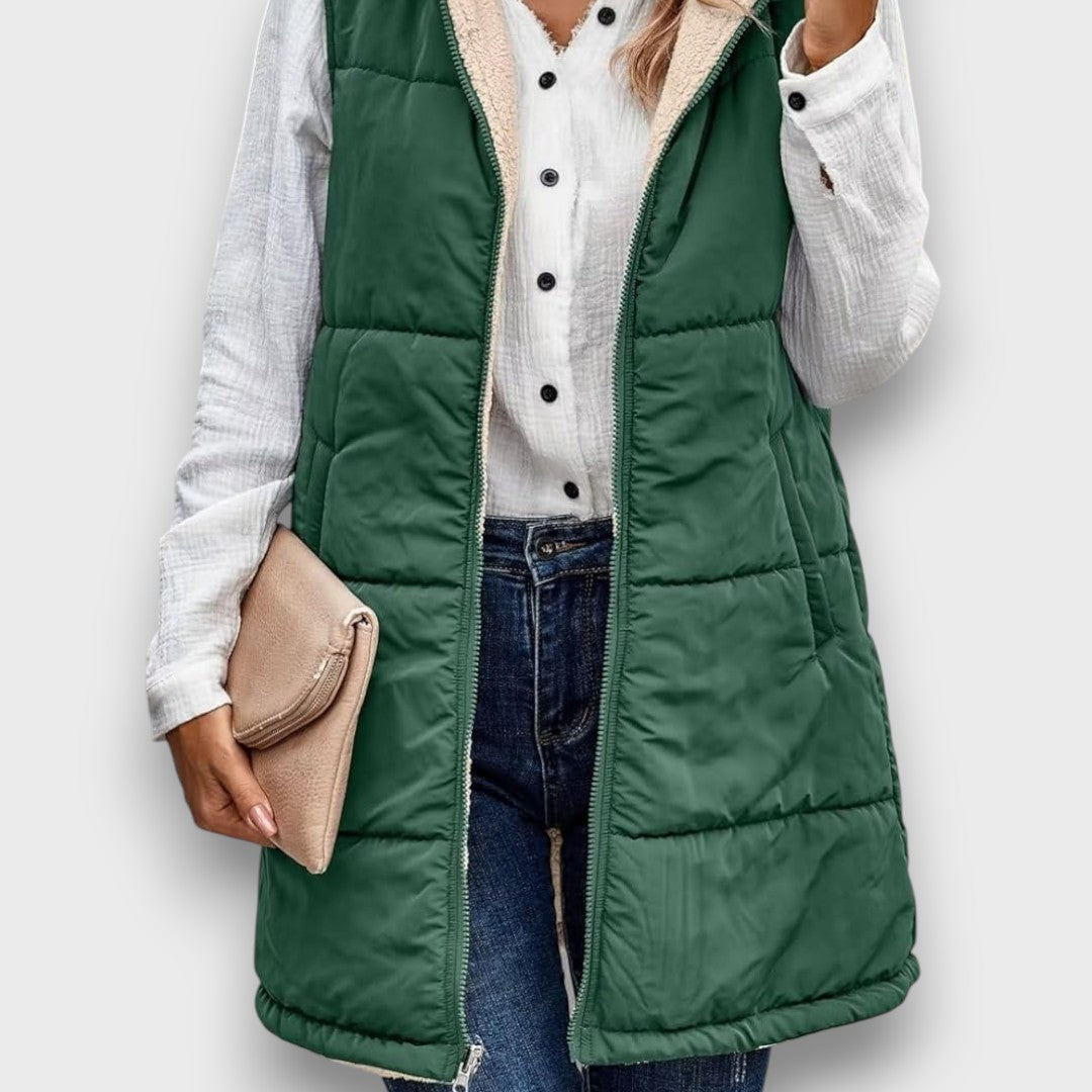 Marla Reversible fleece-lined hooded vest