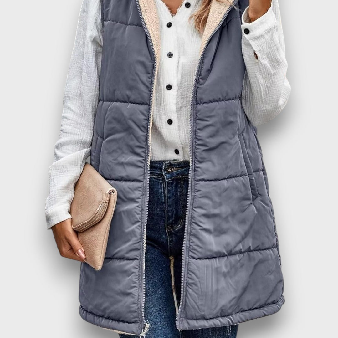 Marla Reversible fleece-lined hooded vest