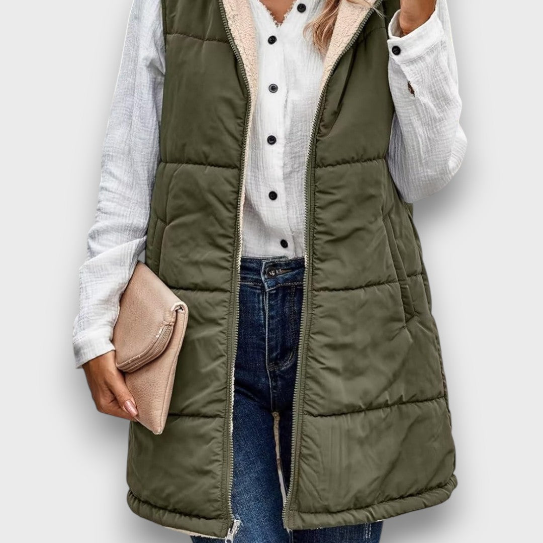 Marla Reversible fleece-lined hooded vest
