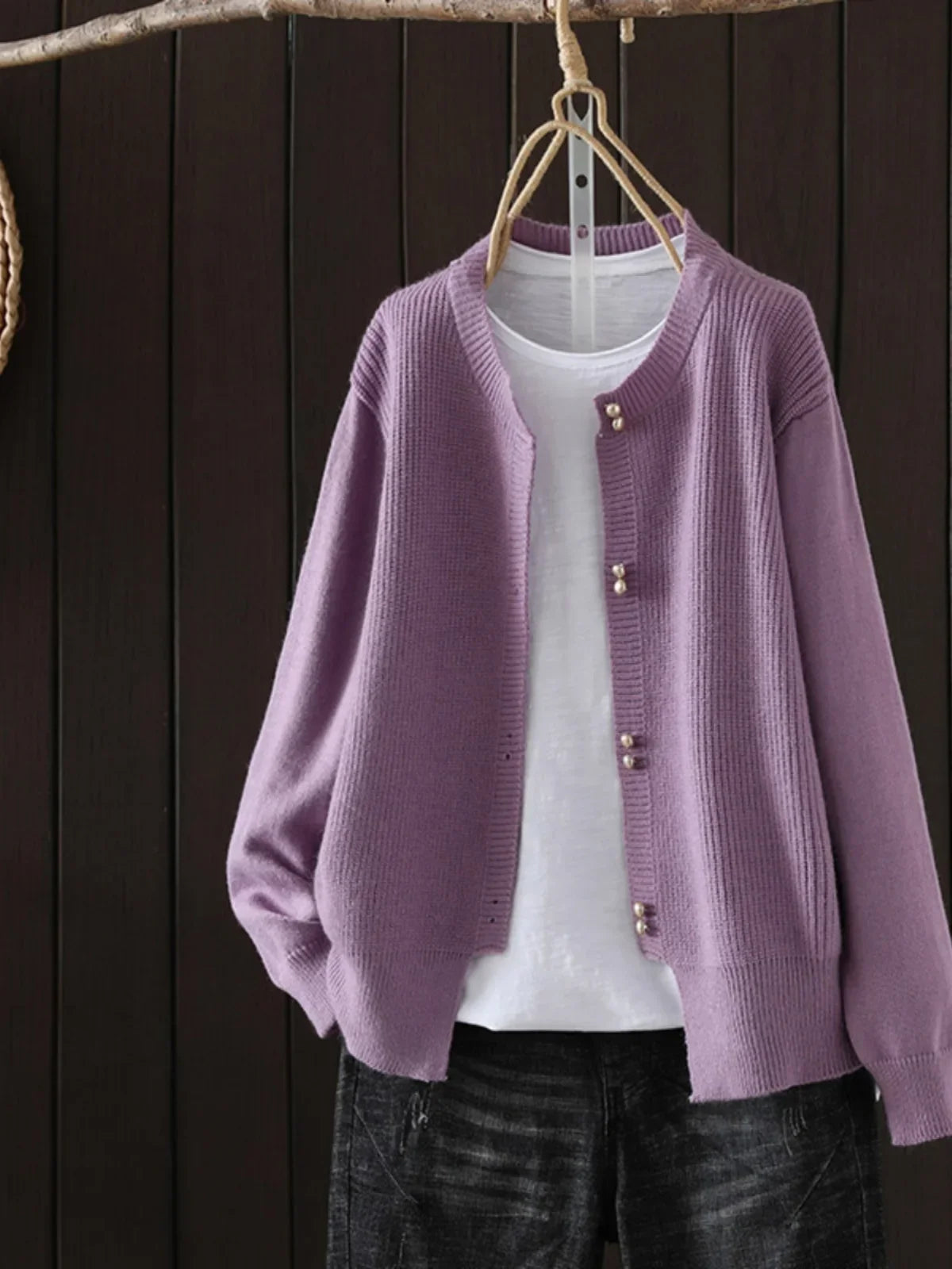 Elara Pearl-Button Cardigan