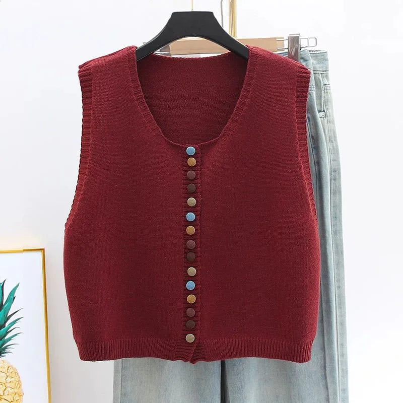 The Maribel Color-Button Knit Vest