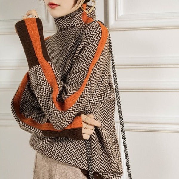 Elenor | Herringbone Luxe Turtleneck