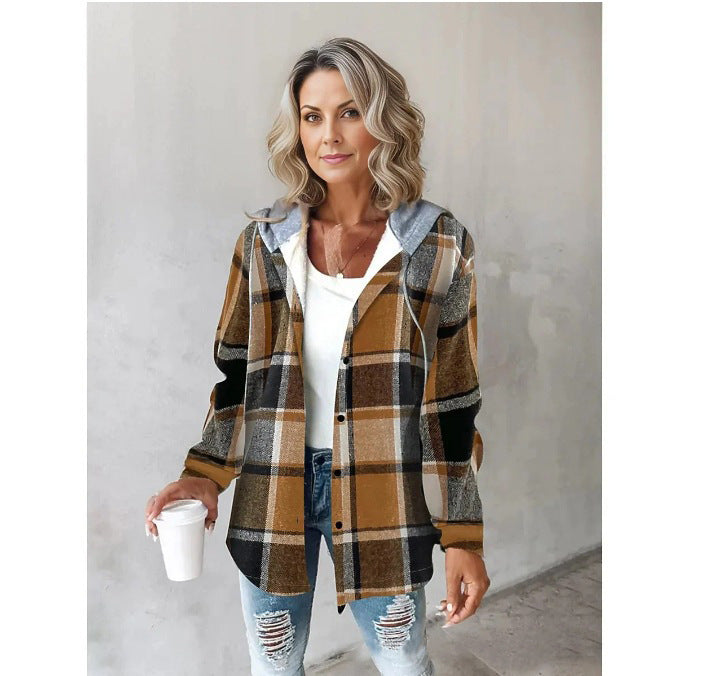 Hazel Plaid Hooded Jacket