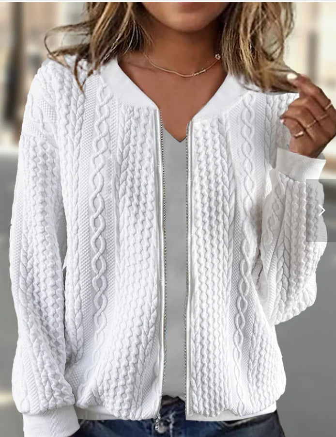 Isabella Cable Zip Cardigan