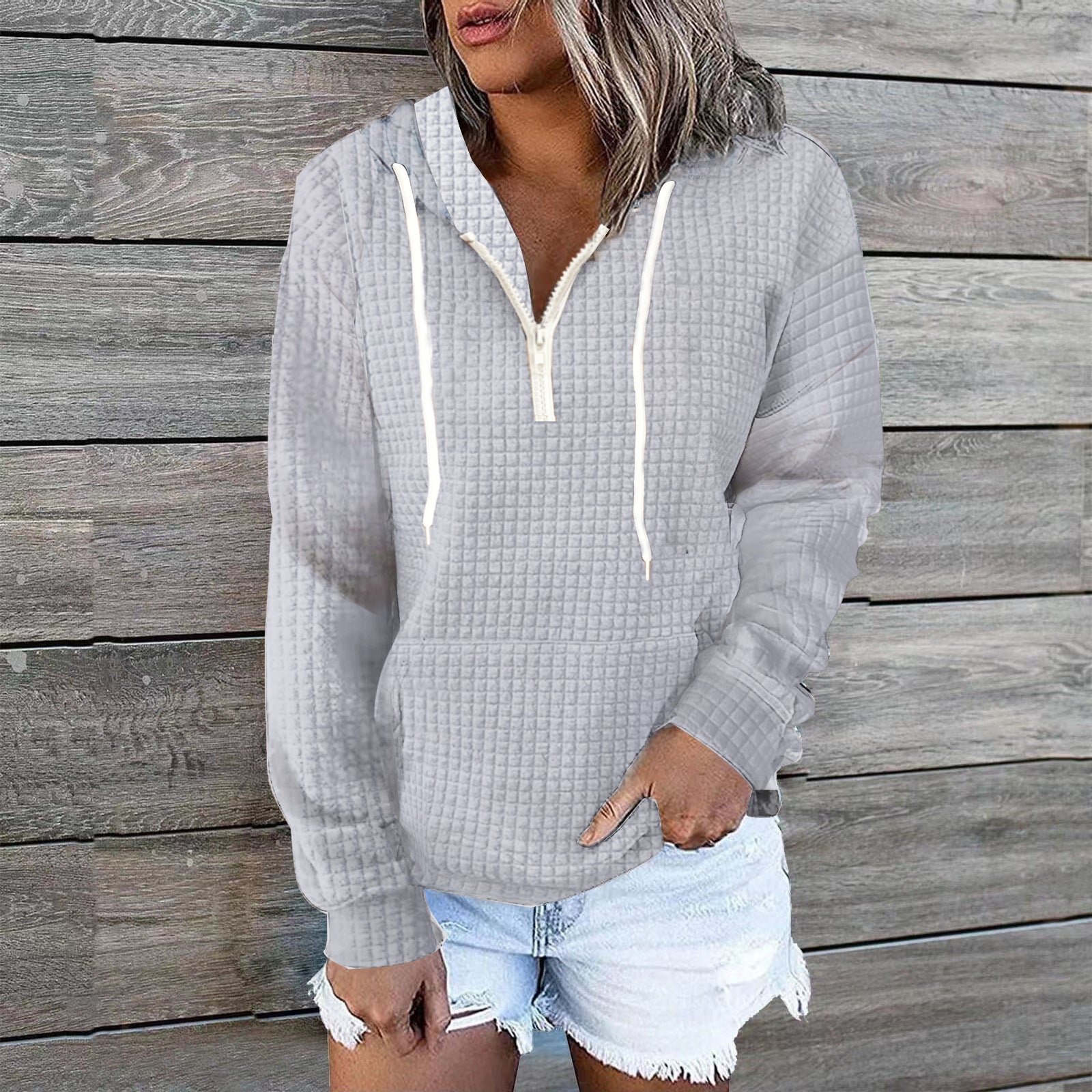 Clara Quilted Half-Zip Hoodie