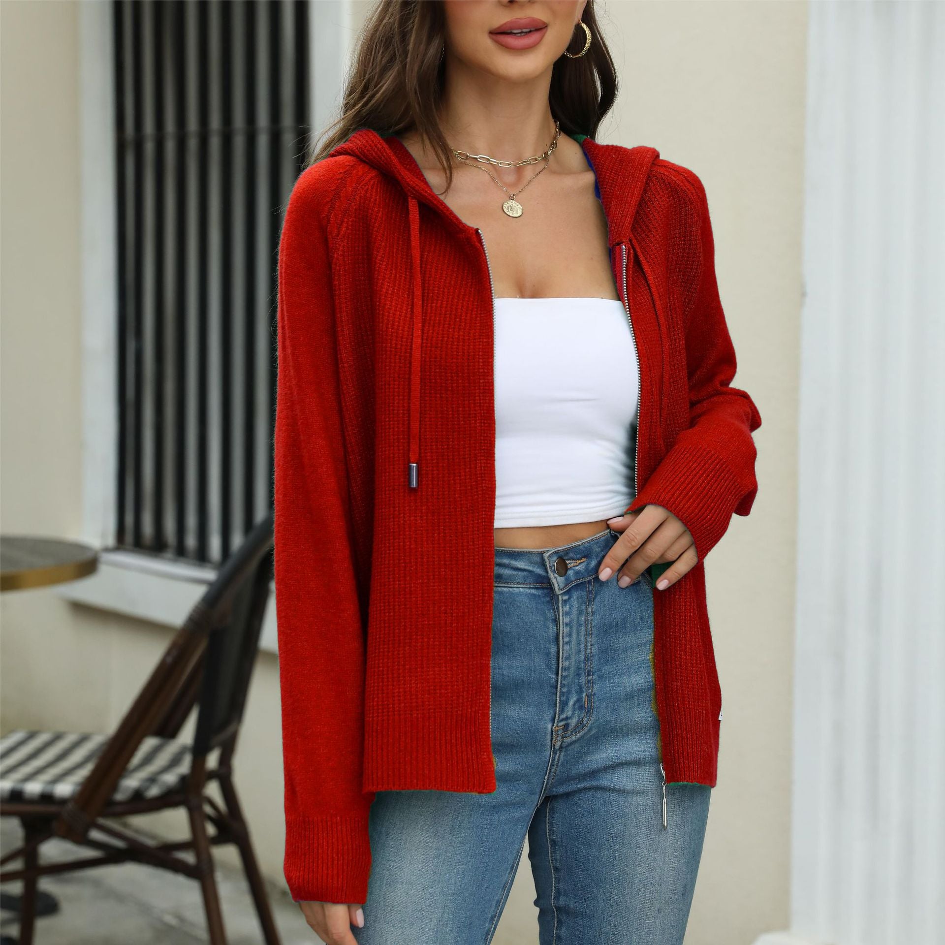 Eva Ribbed Zip Hoodie