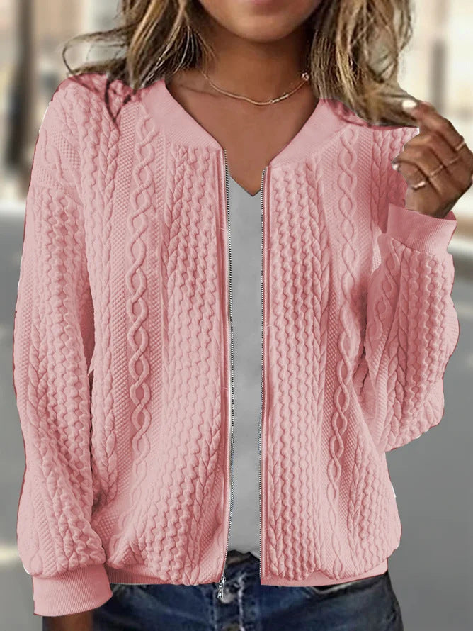 Isabella Cable Zip Cardigan