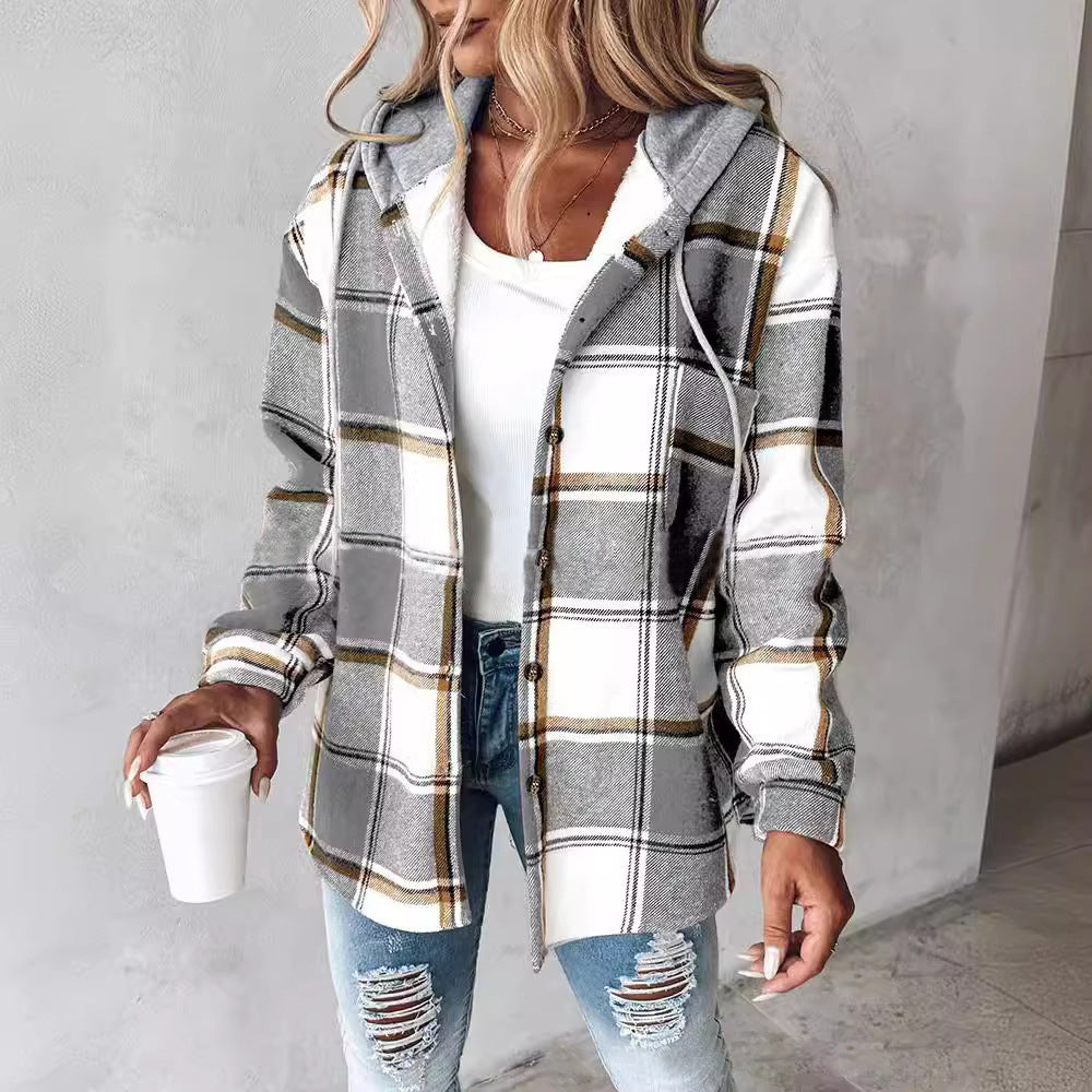 Hazel Plaid Hooded Jacket