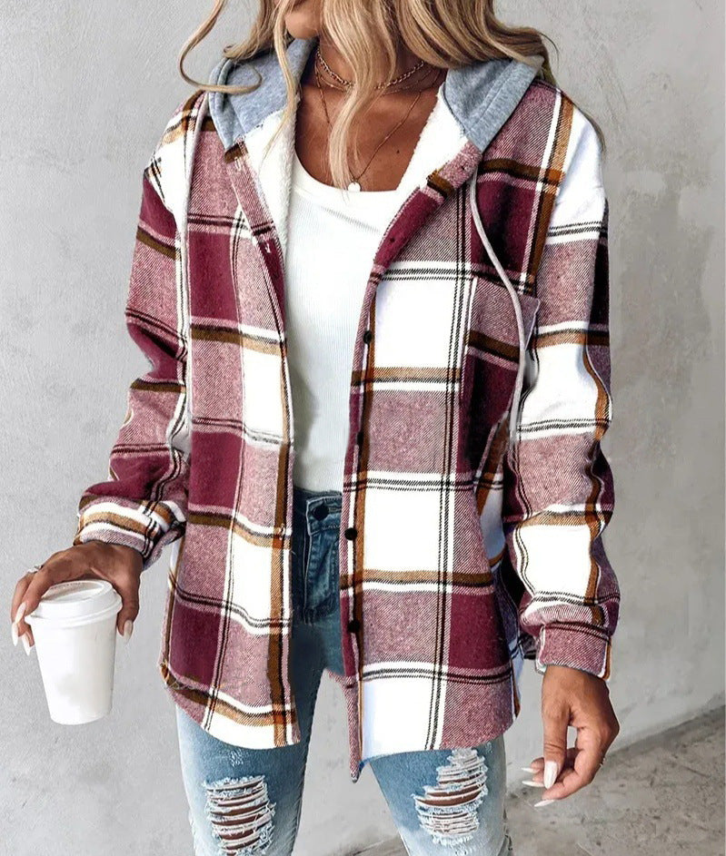 Hazel Plaid Hooded Jacket