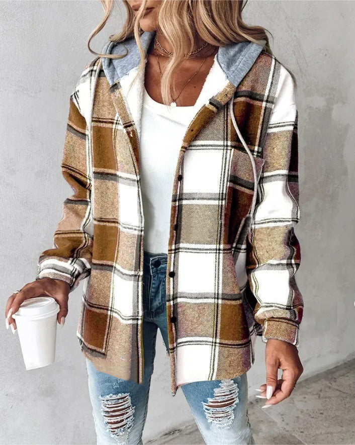 Hazel Plaid Hooded Jacket