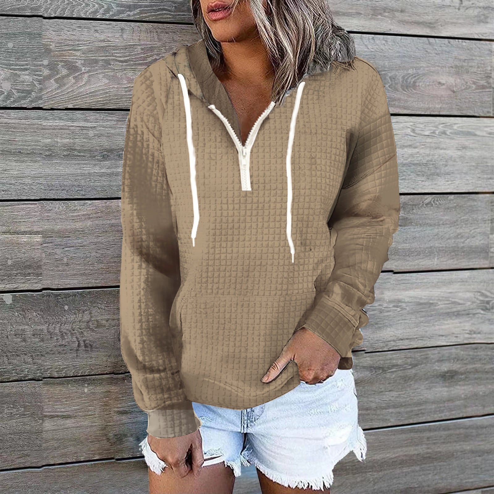 Clara Quilted Half-Zip Hoodie