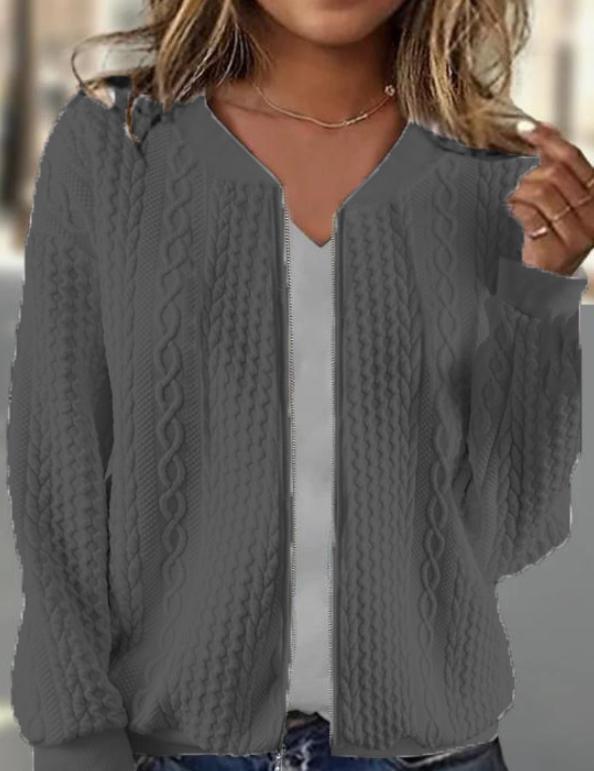 Isabella Cable Zip Cardigan