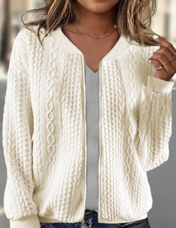 Isabella Cable Zip Cardigan