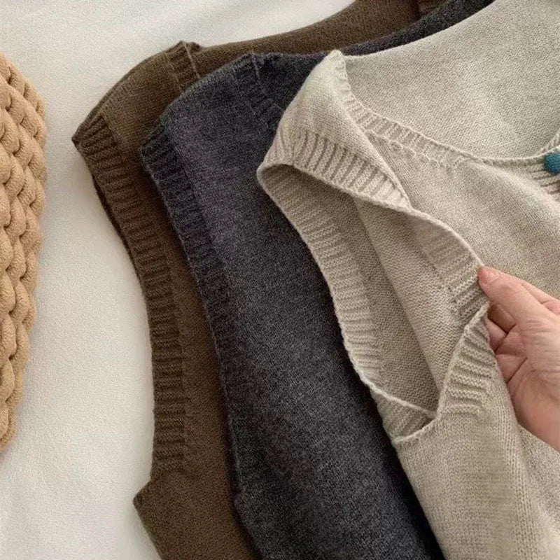 The Maribel Color-Button Knit Vest