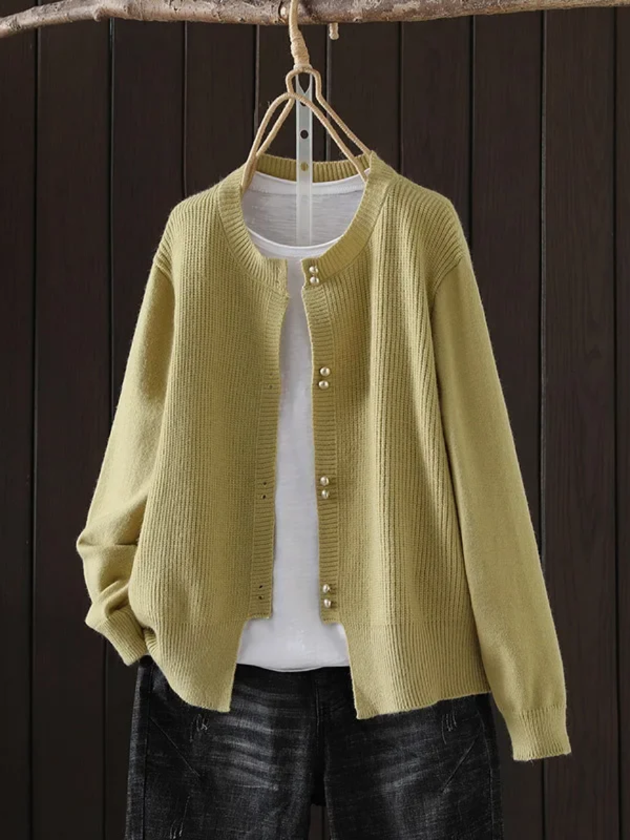 Elara Pearl-Button Cardigan