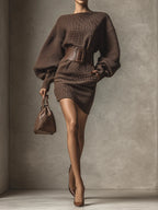 Clea - Structured Belted Short Knit Dress