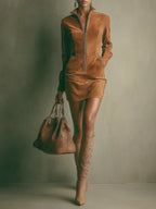 Harper Suede Zip Mini Dress