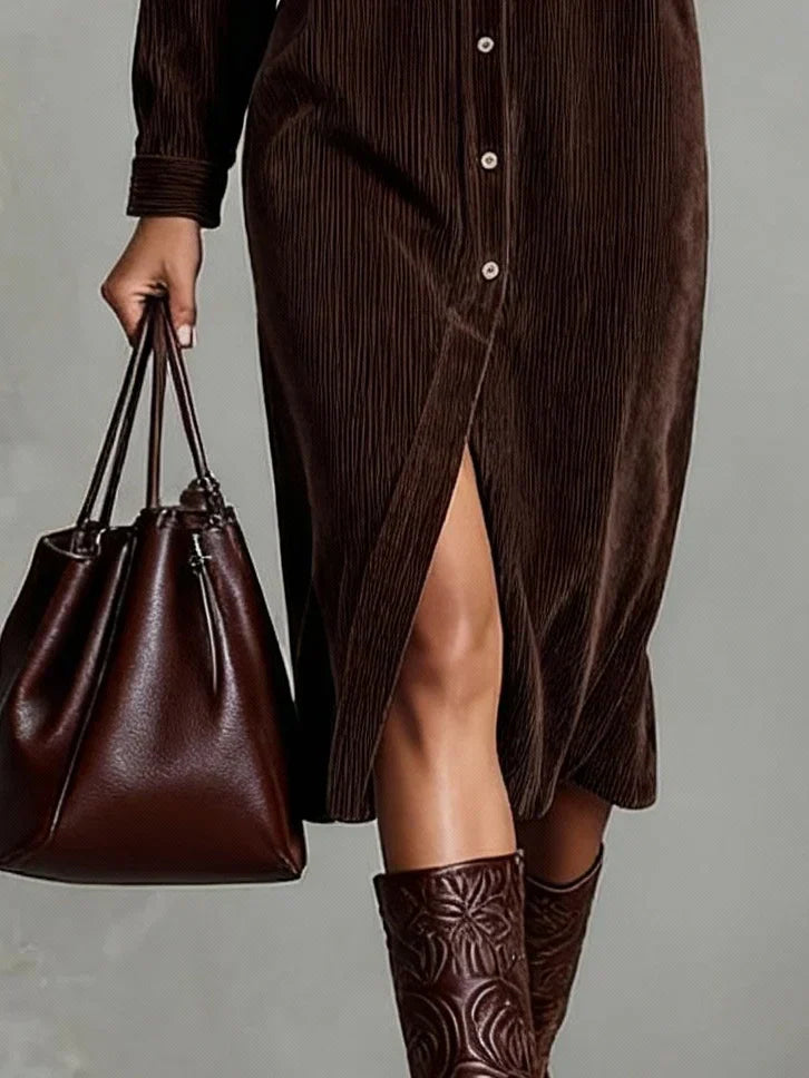 Haydine Corduroy Button-Down Dress