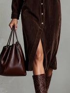 Haydine Corduroy Button-Down Dress