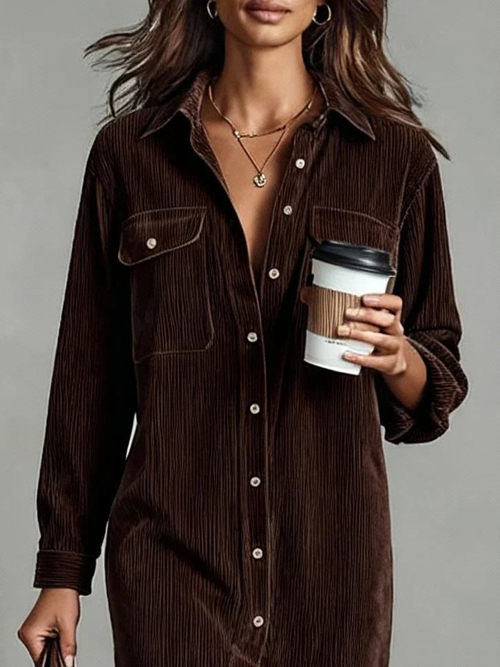 Haydine Corduroy Button-Down Dress