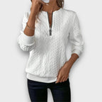 Solena Cable-Knit Zip Front Sweater
