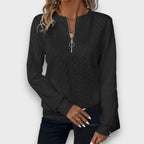 Solena Cable-Knit Zip Front Sweater