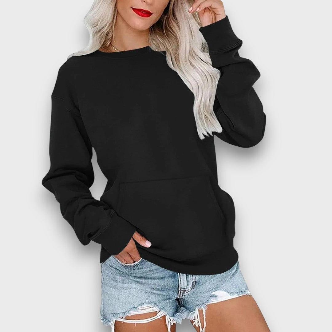 Miselle Oversized Crewneck Pocket Sweatshirt