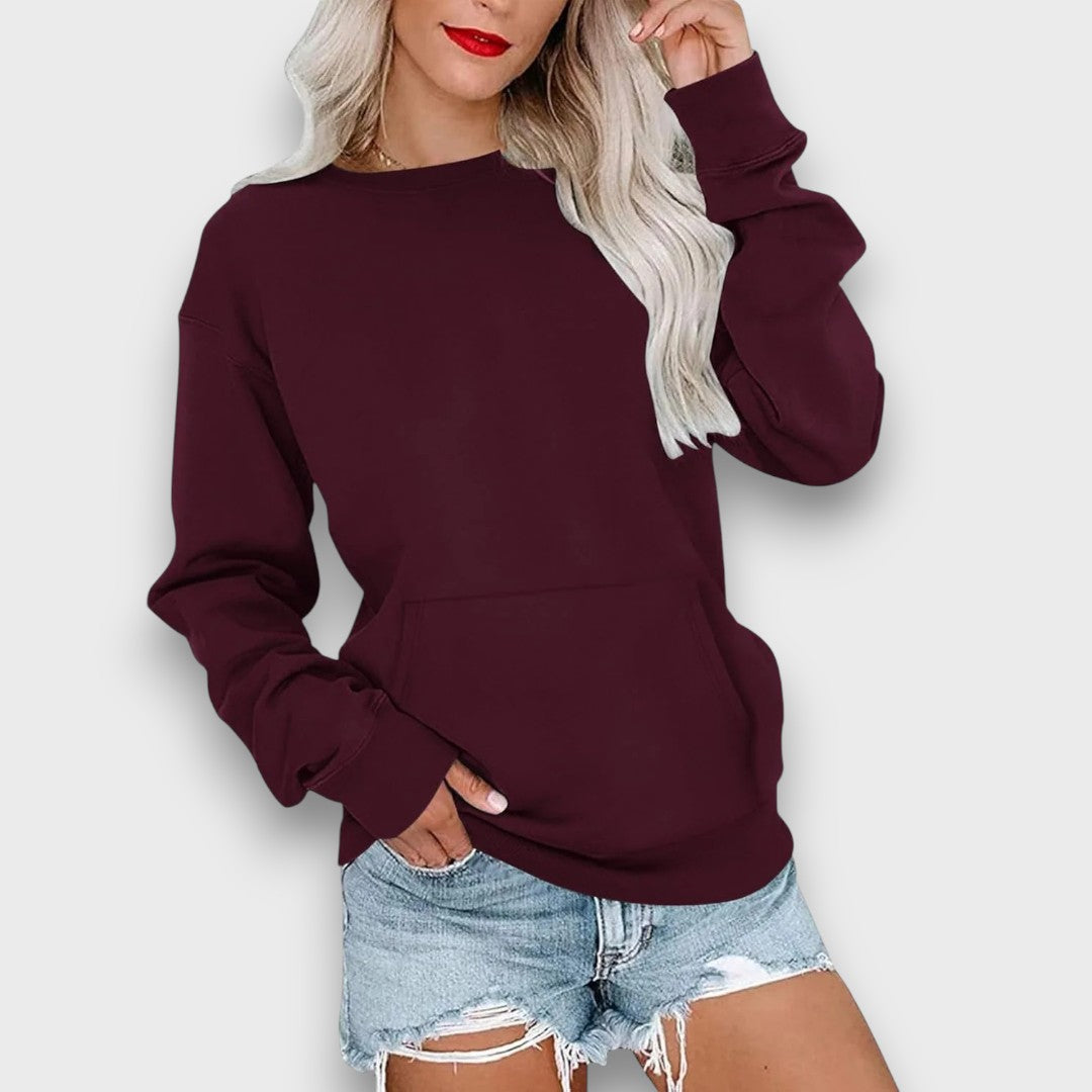 Miselle Oversized Crewneck Pocket Sweatshirt
