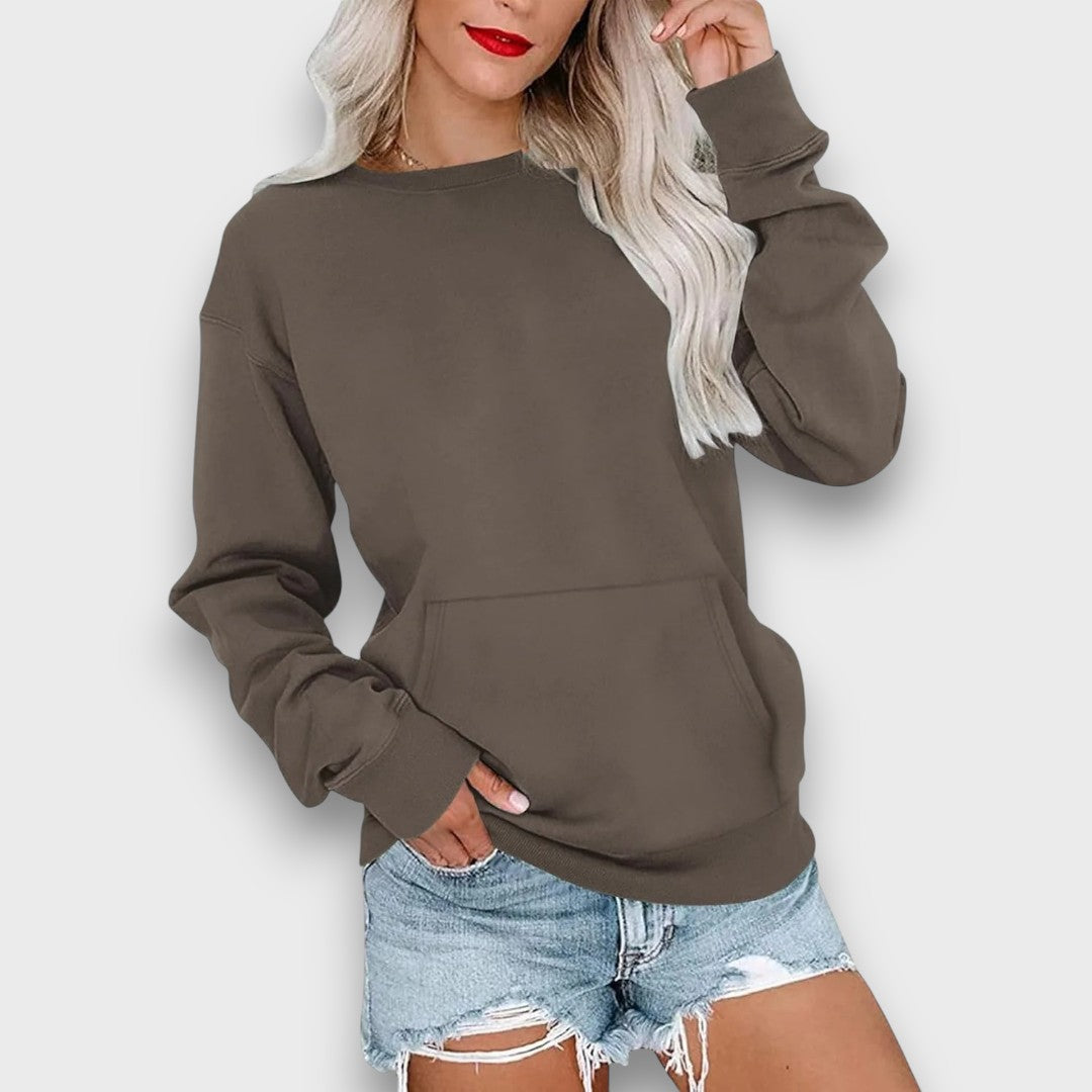Miselle Oversized Crewneck Pocket Sweatshirt