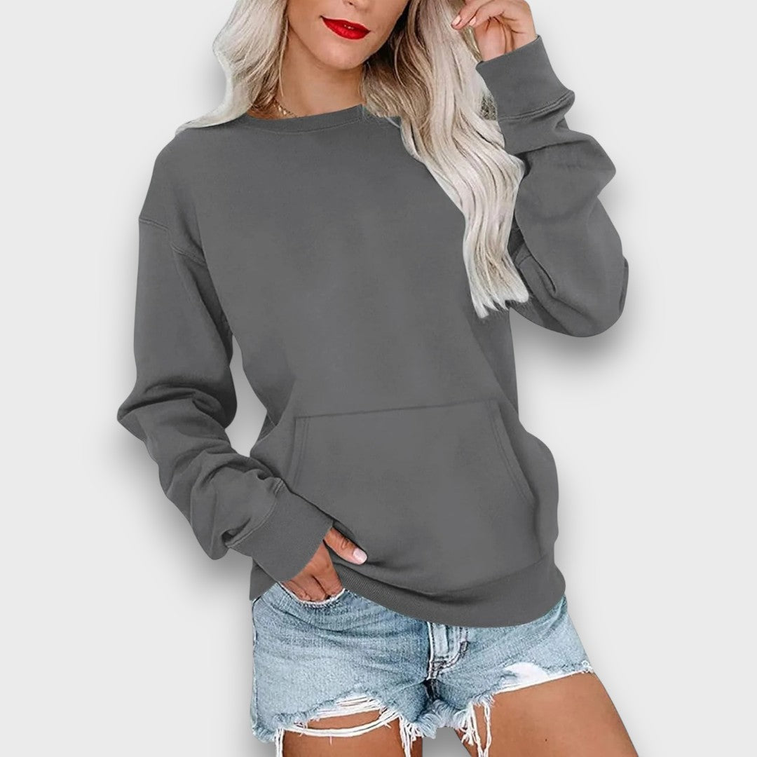 Miselle Oversized Crewneck Pocket Sweatshirt
