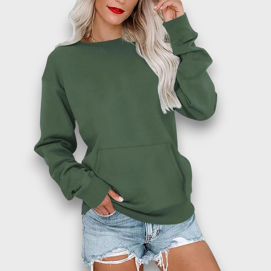 Miselle Oversized Crewneck Pocket Sweatshirt