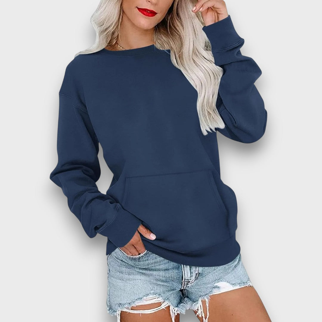 Miselle Oversized Crewneck Pocket Sweatshirt