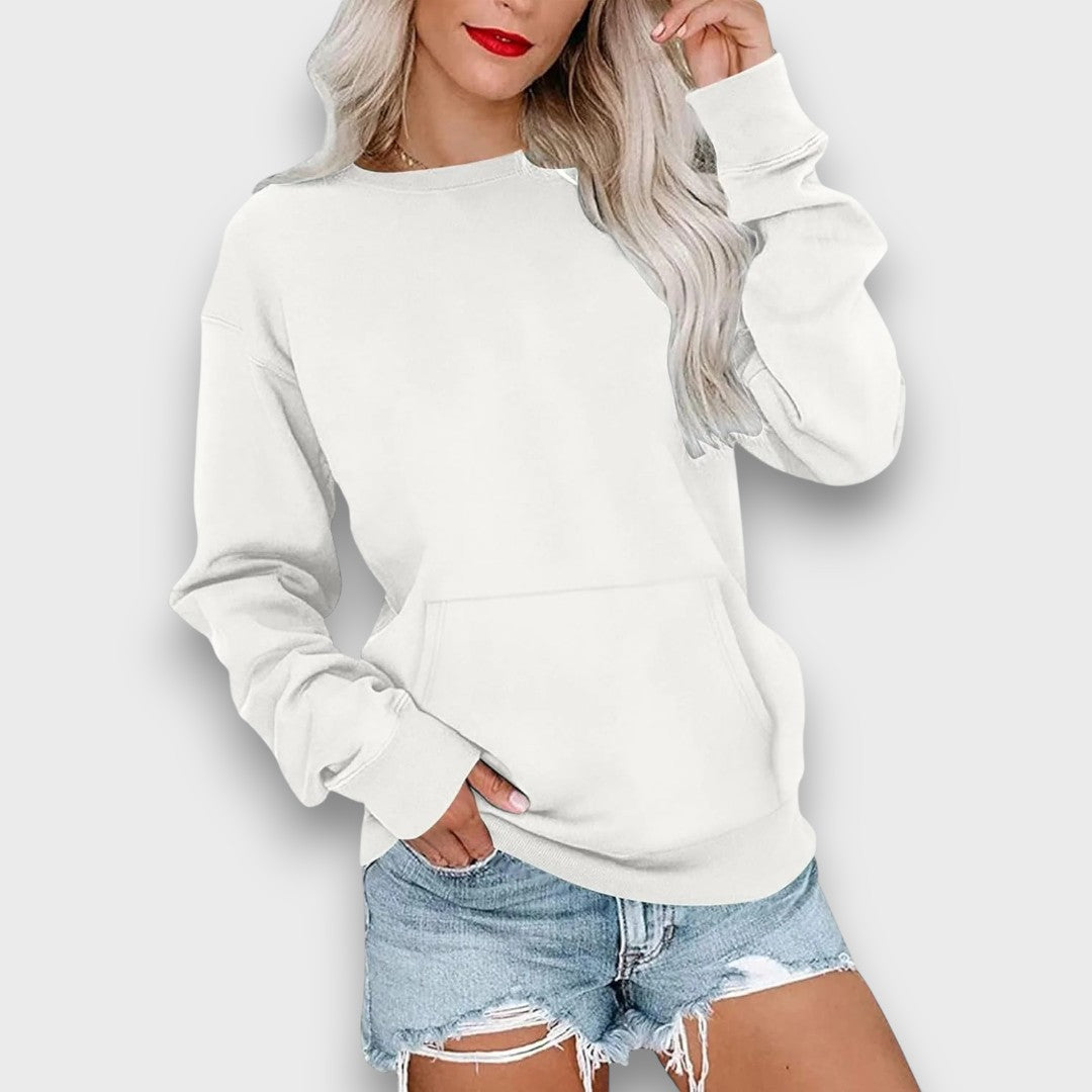 Miselle Oversized Crewneck Pocket Sweatshirt