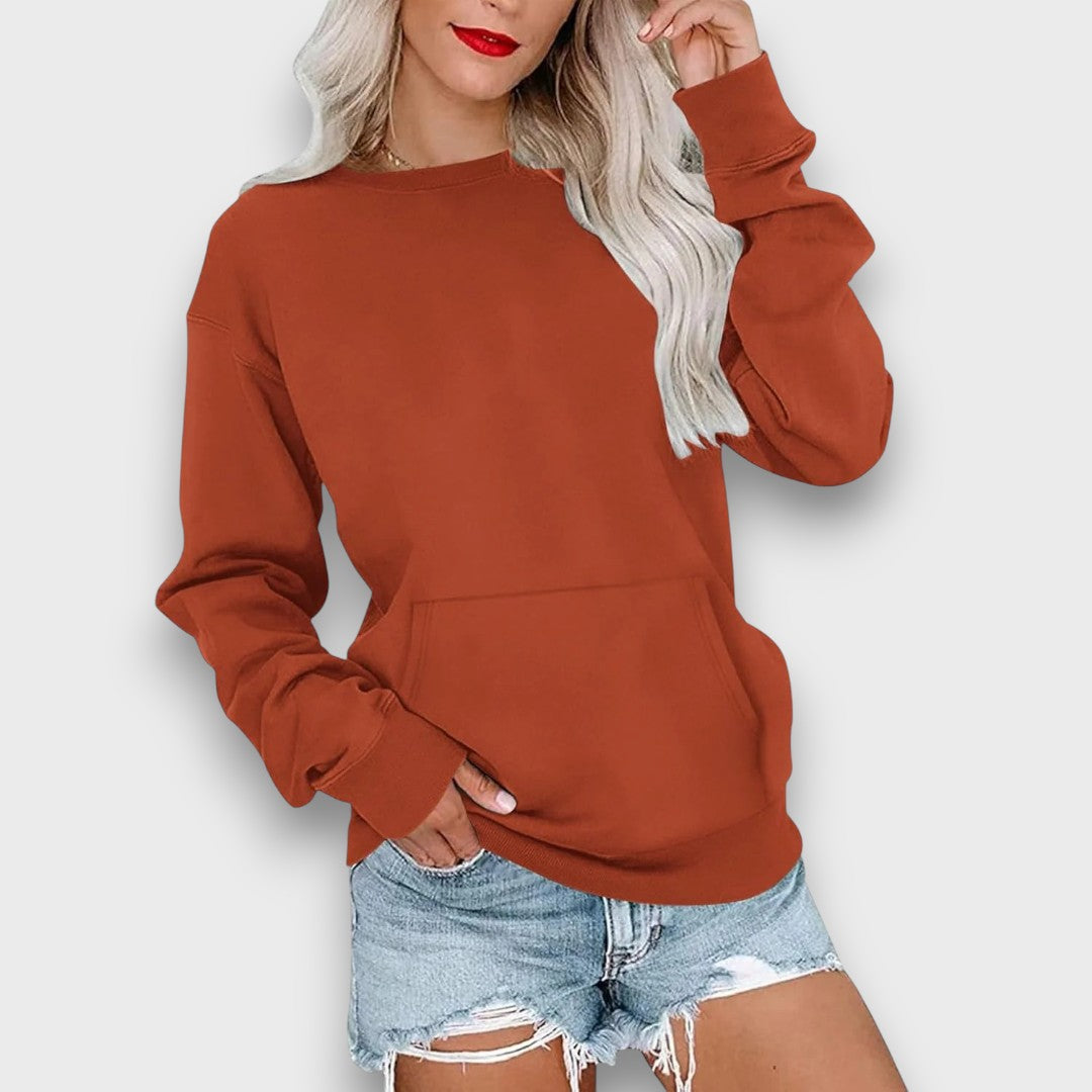 Miselle Oversized Crewneck Pocket Sweatshirt