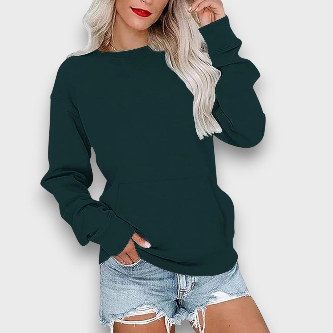 Miselle Oversized Crewneck Pocket Sweatshirt