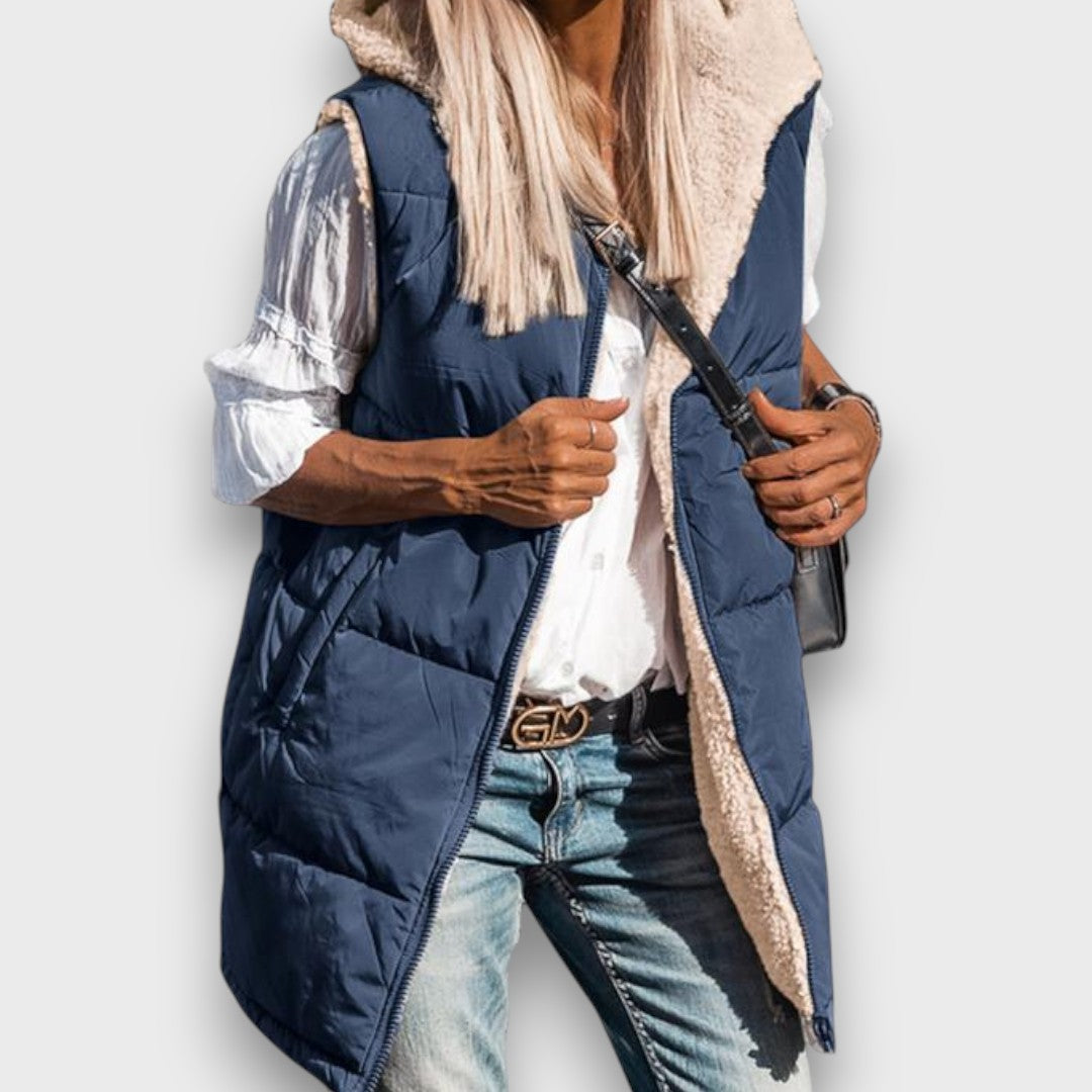 Marla Reversible fleece-lined hooded vest