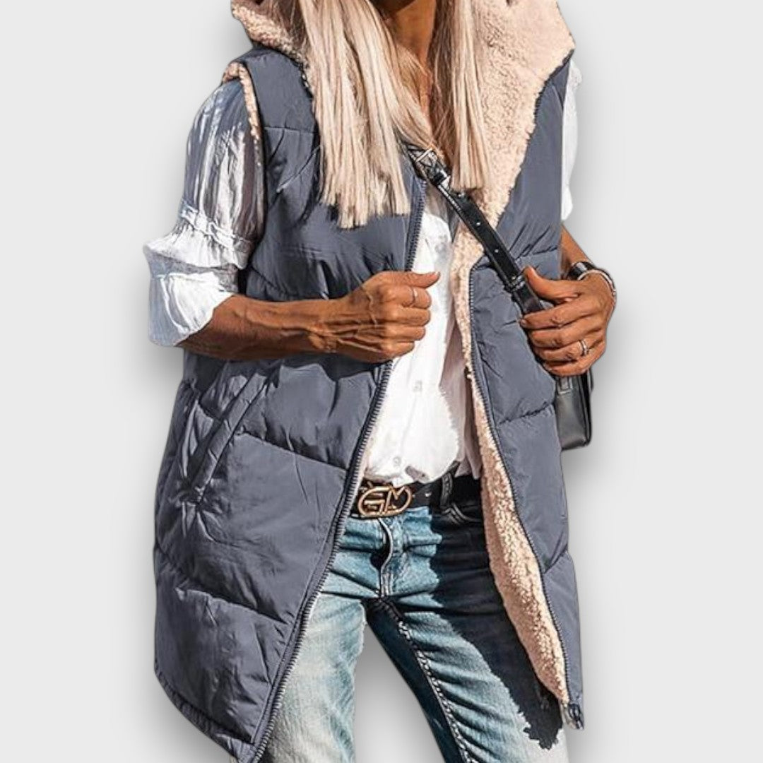 Marla Reversible fleece-lined hooded vest