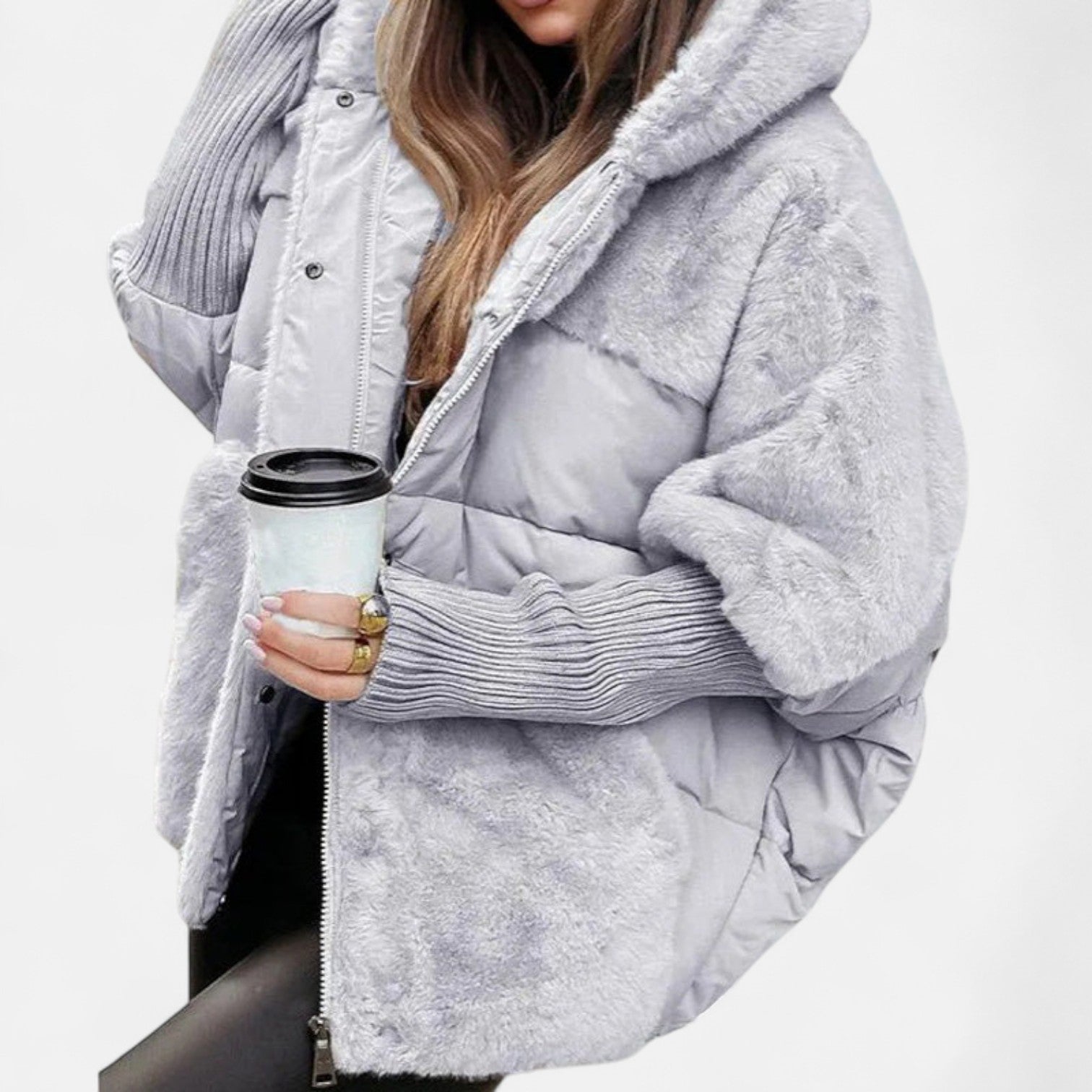 Kimmy Oversized Hooded Patchwork Puffer Coat